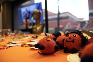 Team Guatemala held a pop-up shop in Bird Library’s Blackstone LaunchPad and featured handmade jewelry, colorful woven accessories and Otto the Orange ornaments.
